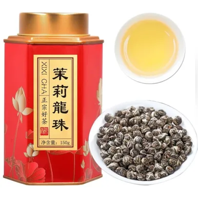 XIXICHA Jasmine Pearls Tea Jasmine Green Loose Leaf Dragon Balls Grade AAA 5.3oz/150g Long-lasting Natural Aroma Chinese Tea