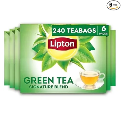 Lipton Signature Blend Green Tea Bags, Unsweetened Teabags for Hot Tea or Iced Tea with Caffeine and Flavonoids