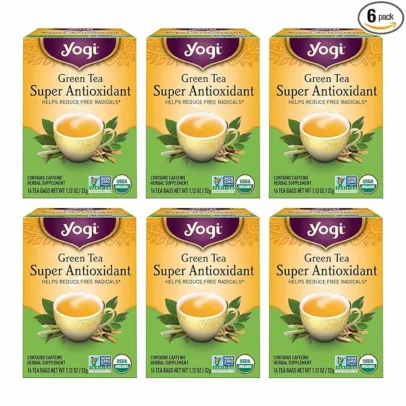 Yogi Tea Green Tea Super Antioxidant Tea - 16 Tea Bags per Pack (6 Packs) - Organic Green Tea for Antioxidant Support - Includes Green Tea Leaf, Licorice Root, Jasmine Green Tea Leaf & More.
